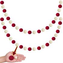 Bola de feltro Garland XmaSexp Pom Pom 13 pés vermelha 4 cm Bola de feltro Garland XmaSexp Pom Pom 13 pés vermelha 4 cm