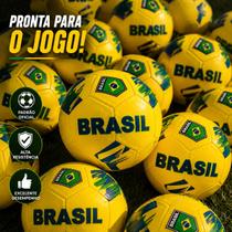 Bola de Futebol Brasil N5 Amarela APS Resistente Sintética para Treino Lazer Jogos e Brincadeiras