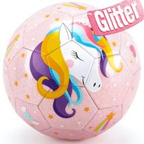 Bola de futebol hahaland Glitter Unicorns tamanho 3 para crianças com bomba