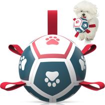 Bola de futebol QDAN de brinquedo para cães com alças para Tug of War, azul, vermelha Bola de futebol QDAN de brinquedo para cães com alças para Tug of War, azul, vermelha