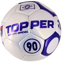 Bola De Futebol Society Topper 90 Oficial Costurada à Mão Cor:Branco+Roxo