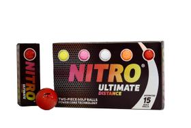 Bola de golfe Nitro Ultimate Distance, pacote com 15, multicolorida