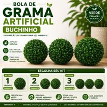 Bola de Grama Artificial Buchinho Tamanho P Kit 1 2 ou 3 Unidades Decoração Jardim Vaso Paisagismo