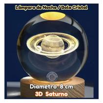 Bola de luz noturna LED 3D Saturn Crystal de 8 cm com porta USB