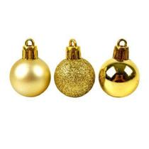 Bola de Natal 15 Pç 3cm Tubo Liso Glitter Dourado - RIO MASTER