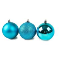 Bola de Natal 15 Pcs 4 cm Liso Fosco Glitter Azul turqueza - un