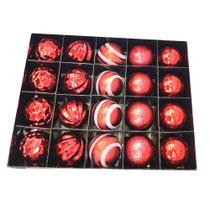 Bola de Natal 20Pc 6cm Decorada Relevos Vermelha - cx Bola de Natal 20Pc 6cm Decorada Relevos Vermelha - cx