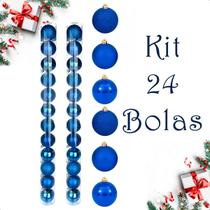 Bola De Natal 24 Un Glitter 5Cm Bolinhas Decoração - Azul