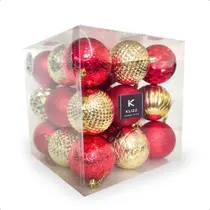 Bola De Natal 27 Un Grande 8Cm Mista Glitter Decorada Luxo Bola De Natal 27 Un Grande 8Cm Mista Glitter Decorada Luxo