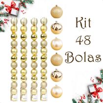 Bola De Natal 48 Un Glitter 5Cm Bolinhas Decoração - Dourado