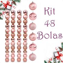 Bola De Natal 48 Un Glitter 5Cm Bolinhas Decoração - Rosê