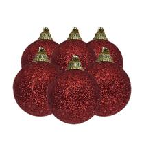 Bola de Natal 5cm Glitter Vermelho 6und Cromus