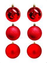 Bola de Natal 6 Unidades Grande 8cm Mista Glitter Luxo Bola de Natal 6 Unidades Grande 8cm Mista Glitter Luxo