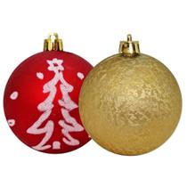Bola de Natal 8cm Vermelha e Dourada Wincy 9 Unidades