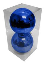 Bola de Natal Azul Brilhante 15cm com 02pçs