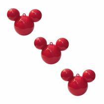 Bola De Natal CABEÇA MICKEY 6CM VERMELHO - 3 PEÇAS
