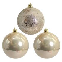 Bola de Natal champanhe textura mista 8 cm 3 unidades Bola de Natal champanhe textura mista 8 cm 3 unidades