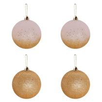 Bola de natal com gliter blinblin 8cm - 8 pcs champanhe