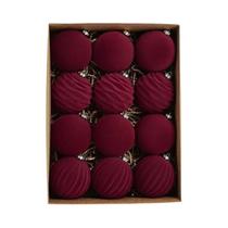 Bola De Natal De Veludo 6cm Decoração Plush Para Árvore Ornamentos De Natal Bola Plástica