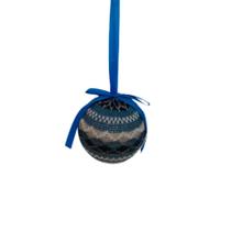Bola de Natal Decorada - Azul/Branco - 10cm - 3 unidades - Rizzo