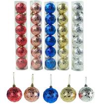 Bola de natal decorada estrela 3d colors com 6 pecas 6cm de ø no tubo