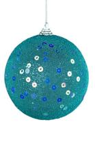 Bola De Natal Decorada Glitter Lantejoula Azul 10 Cm 3 Peças