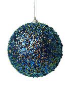 Bola De Natal Decorada Lantejoula Azul Dourado 8 Cm 3 Peças