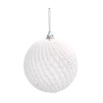 Bola De Natal Detalhes Losango Branco 8Cm Jg 6 Unid 1002275