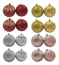 Bola De Natal Diamante Glitter 8cm 4 Peças