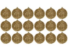 Bola de Natal Dourada com Glitter NATAL045M - Casambiente 6cm 18 Unidades