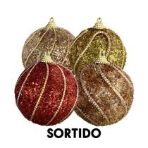 Bola de Natal Dourada Ouro com Glitter 6cm Multiart