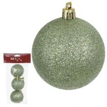 Bola de Natal Glitter com 3 Unidades Verde Menta - D&A