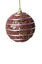 Bola De Natal Glitter Lantejoula Dourado Rosa 8Cm 3 Unidades