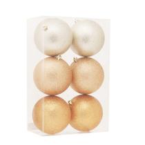 Bola de Natal Glitter Sortido Dourado / Nude / Ouro 8cm - 6 Un