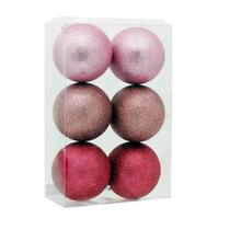 Bola de natal glitter tons de rosa 8 cm c/ 6 pcs - un
