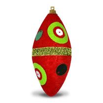 Bola de Natal Gota Veludo Vermelho e Verde com 12cm c/6pcs