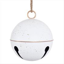 Bola De Natal Guizo Branco Em Metal Com Cordinha Enfeite 36Cm