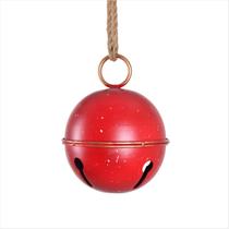 Bola De Natal Guizo Vermelho Em Metal Com Cordinha Enfeite 16Cm Bola De Natal Guizo Vermelho Em Metal Com Cordinha Enfeite 16Cm
