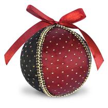 Bola de Natal Itália Vermelho e Preto/Ouro Cetim com Glitter 8cm c/6pcs - Fitas e Festas