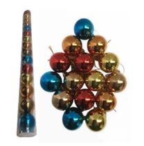 bola de natal lisa 15 pcs colorida com cordão enfeite natal - Atalaia