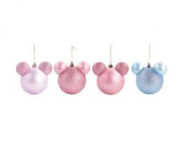 Bola De Natal Lisa E Glitter Rosa/Lilas/Azul Com 4 Pcs 8 Cm - CROMUS