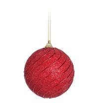 Bola de Natal Listras Vermelho 8cm - 6 Un - Cromus