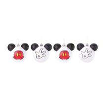 Bola de Natal Luva/Roupa Mickey - Branco/Preto/Vermelho - 8cm - 4 unidades - Cromus - Rizzo Bola de Natal Luva/Roupa Mickey - Branco/Preto/Vermelho - 8cm - 4 unidades - Cromus - Rizzo