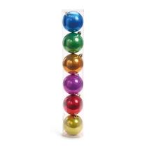 Bola de Natal Metalizada Colorida - Conjunto com 6 Unidades de 8cm - Florarte Bola de Natal Metalizada Colorida - Conjunto com 6 Unidades de 8cm - Florarte