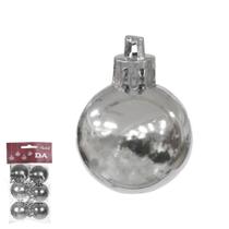 Bola de Natal Metalizada Prata - Conjunto com 6 Unidades de 4cm - Florarte Bola de Natal Metalizada Prata - Conjunto com 6 Unidades de 4cm - Florarte