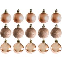 Bola de natal mista fosca / lisa / glitter champanhe com 15 pecas 4cm Bola de natal mista fosca / lisa / glitter champanhe com 15 pecas 4cm