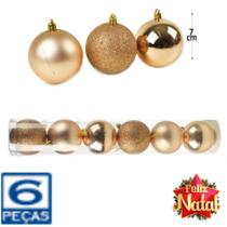 Bola De Natal Mista Fosca / Lisa / Glitter Com 6 Pecas 7cm