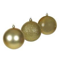 Bola De Natal Mista Fosca/Lisa/Glitter para Árvores de Natal 15 Unidades 4 cm - Dourada - Rio Master