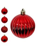 Bola de natal mista glitter texturada vermelha c/ 45 pcs 4cm