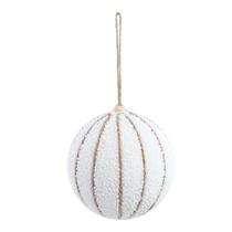 Bola de Natal Nevada com Listra Branca 8cm Jg 6 Unid 1015774